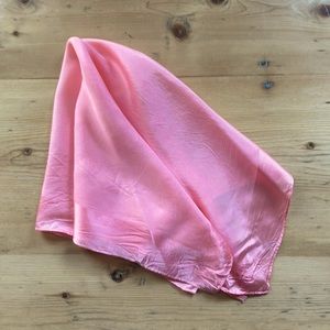 2/$30 Vintage Pink Satin Scarf 21” Square